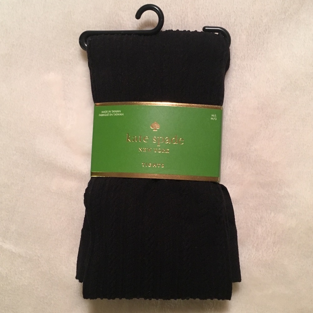 NWT Kate Spade Black Textured Tights